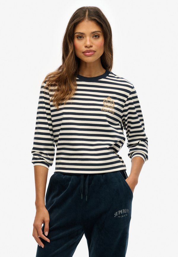 Superdry & Co COUNTRY CLUB LONG SLEEVE STRIPE - Long sleeved top - navy stripe