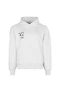 Grauer Pullover-Hoodie aus weichem Material mit einer Fronttasche. Verfügt über einen schwarzen Schriftzug "Women of the Wave" auf der linken Brust.