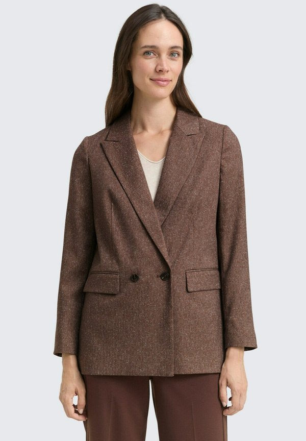 TOM TAILOR LOOSE FIT - Blazer - dark pecan brown structure