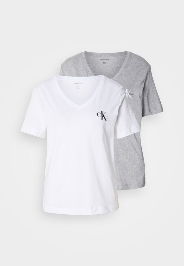 Calvin Klein Jeans MONOLOGO TEE - Basic T-shirt - white / heroic grey heather