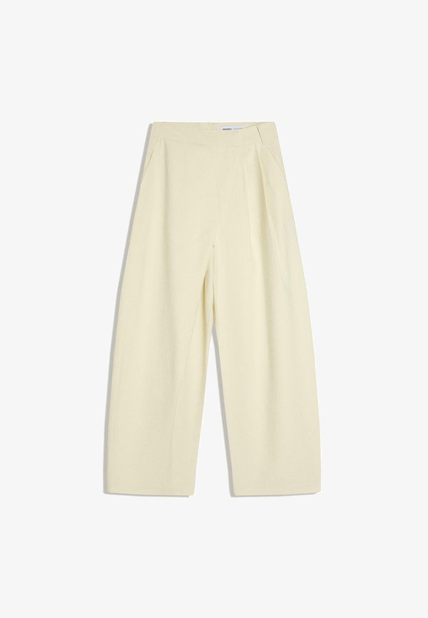 Bershka CROSSOVER WAIST LOOSE-FITTING TROUSERS - Trousers - light yellow