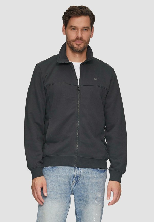 s.Oliver SWEATJACKE MIT STEHKRAGEN UND LOGO-DETAIL - Zip-up sweatshirt - schiefergrau