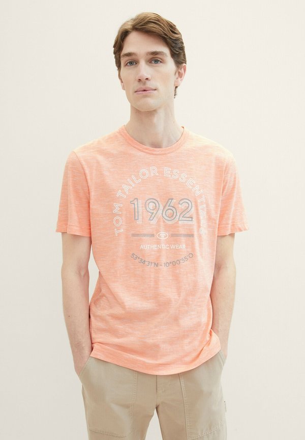 TOM TAILOR MIT LOGO - Print T-shirt - melon orange finestripe