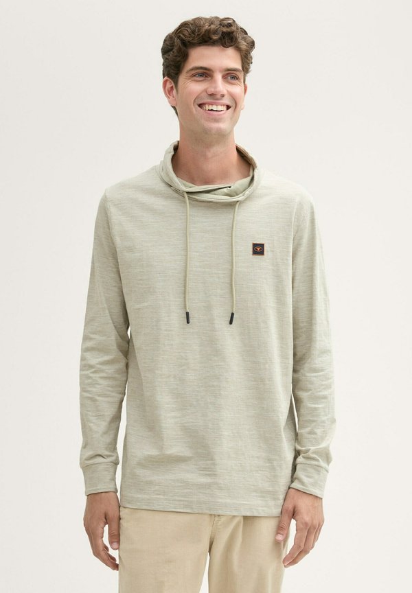 TOM TAILOR MIT STEHKRAGEN - Long sleeved top - grass green stripe