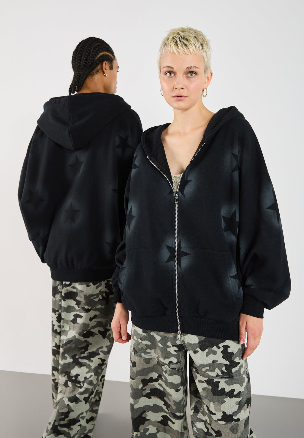 YOURTURN UNISEX TERRY OVERSIZED FIT ZIP-UP HOODIE