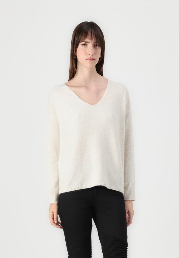 ONLY ONLRICA LIFE L/S V-NECK PULLO KNT NOOS - Jumper - birch melange