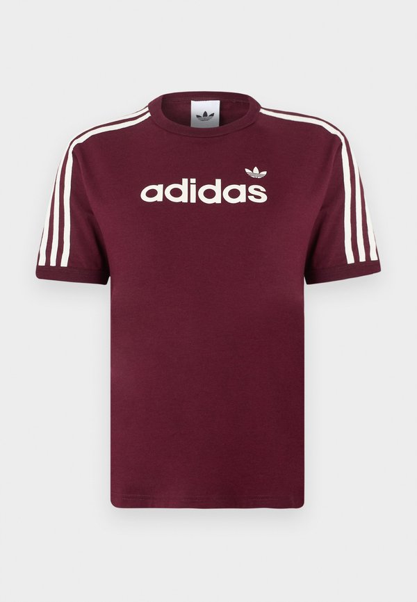 adidas Originals LINEAR TEE - Print T-shirt - maroon/off white