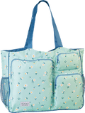 Strandtasche mit Fächern, Blumen, mint Fabrizio