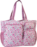 Strandtasche mit Fächern, Blumen, rosa Fabrizio