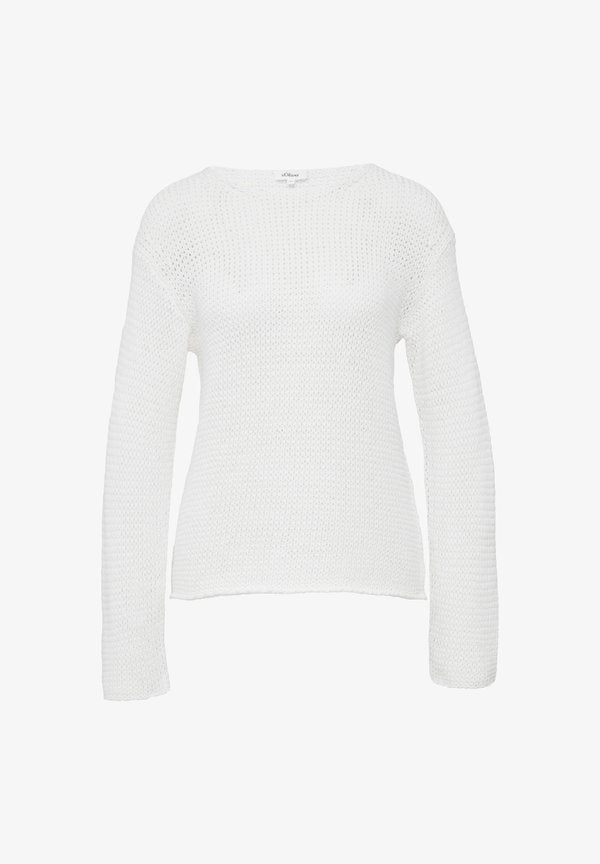 s.Oliver WEICHER MIT RUNDHALSAUSSCHNITT UND LOCHMUSTER - Jumper - creme