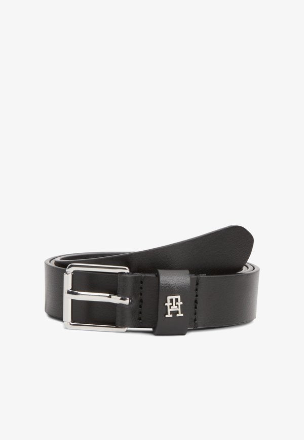 Tommy Hilfiger TH MONOGRAM SQUARE BUCKLE LEATHER BELT - Belt - black