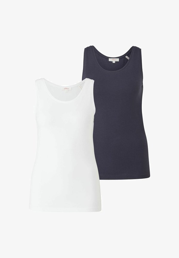 s.Oliver DAMEN TOP BREITE TRÄGER RUNDER AUSSCHNITT BASIC 2ER PACK - Top - navy weiß