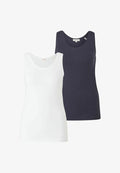 s.Oliver DAMEN TOP BREITE TRÄGER RUNDER AUSSCHNITT BASIC 2ER PACK - Top - navy weiß