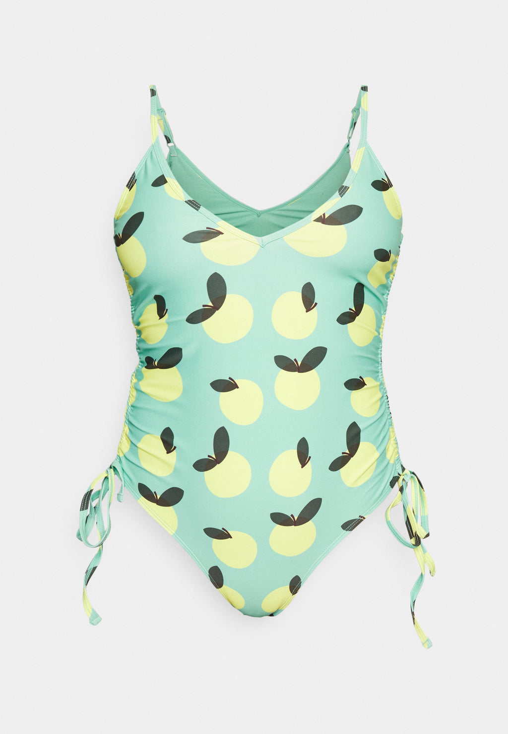 We Are We Wear NICOLA GATHERED SIDE PLUNGE SWIMSUIT IN LEMON PRINT