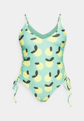 We Are We Wear NICOLA GATHERED SIDE PLUNGE SWIMSUIT IN LEMON PRINT