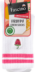 Crew Socken mit Himbeeren-Stickerei weiß Gr. 39-42 Fascino