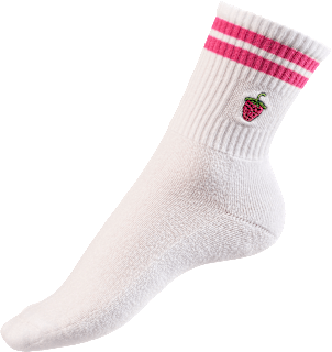 Crew Socken mit Himbeeren-Stickerei weiß Gr. 39-42 Fascino