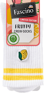 Crew Socken mit Zitronen-Stickerei weiß Gr. 35-38 Fascino