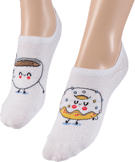 Füßlinge mit Donut-Motiv weiß, Gr. 39-42 Fascino