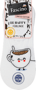 Füßlinge mit Donut-Motiv weiß, Gr. 39-42 Fascino
