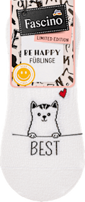 Füßlinge mit Katze- & Hund-Motiv weiß Gr. 35-38 Fascino