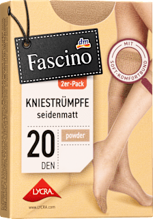 Kniestrümpfe seidenmatt powder Gr. 39-42, 20 DEN Fascino