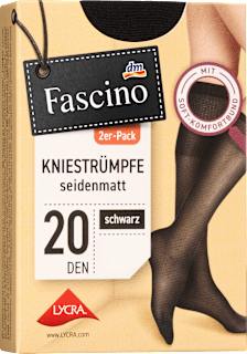 Kniestrümpfe seidenmatt schwarz Gr. 39-42, 20 DEN Fascino