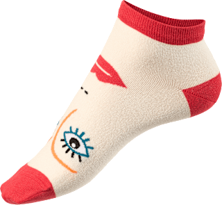 Sneakersocken mit Bio-Baumwolle & Gesicht-Motiv beige Gr. 39-42 Fascino