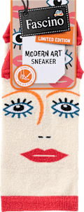 Sneakersocken mit Bio-Baumwolle & Gesicht-Motiv beige Gr. 39-42 Fascino