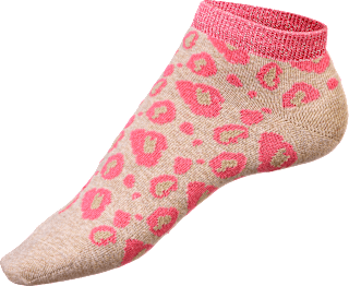 Sneakersocken mit Leo-Muster & Lurex-Bund beige & pink Gr. 39-42 Fascino