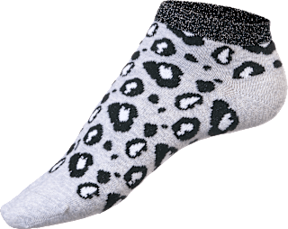 Sneakersocken mit Leo-Muster & Lurex-Bund grau Gr. 39-42 Fascino