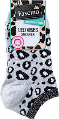 Sneakersocken mit Leo-Muster & Lurex-Bund grau Gr. 39-42 Fascino