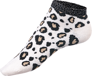 Sneakersocken mit Leo-Muster & Lurex-Bund weiß & schwarz Gr. 39-42 Fascino