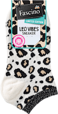 Sneakersocken mit Leo-Muster & Lurex-Bund weiß & schwarz Gr. 39-42 Fascino
