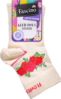 Socken mit kurzem Schaft & Blumen-Motiv weiß Gr. 39-42 Fascino