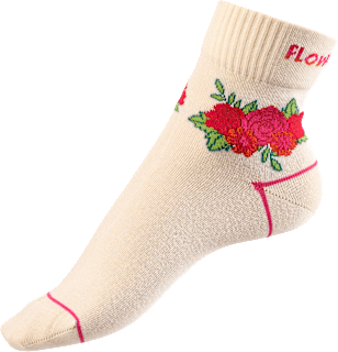 Socken mit kurzem Schaft & Blumen-Motiv weiß Gr. 39-42 Fascino