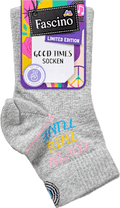 Socken mit kurzem Schaft & Schallplatten-Motiv grau Gr. 39-42 Fascino