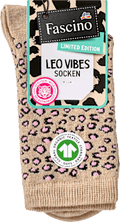 Socken mit Leo-Muster beige & rosa Gr. 35.38 Fascino