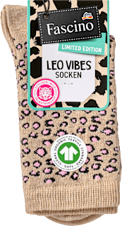 Socken mit Leo-Muster beige & rosa Gr. 35.38 Fascino