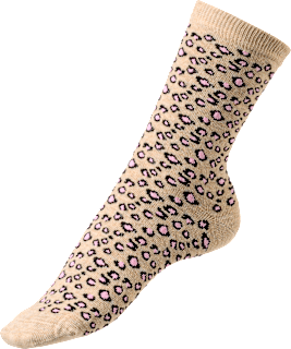 Socken mit Leo-Muster beige & rosa Gr. 35.38 Fascino
