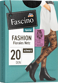Strumpfhose mit floraler Netzstruktur schwarz Gr. 46/48, 20 DEN Fascino