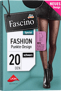 Strumpfhose mit Punkte-Muster schwarz Gr. 50/52, 20 DEN Fascino