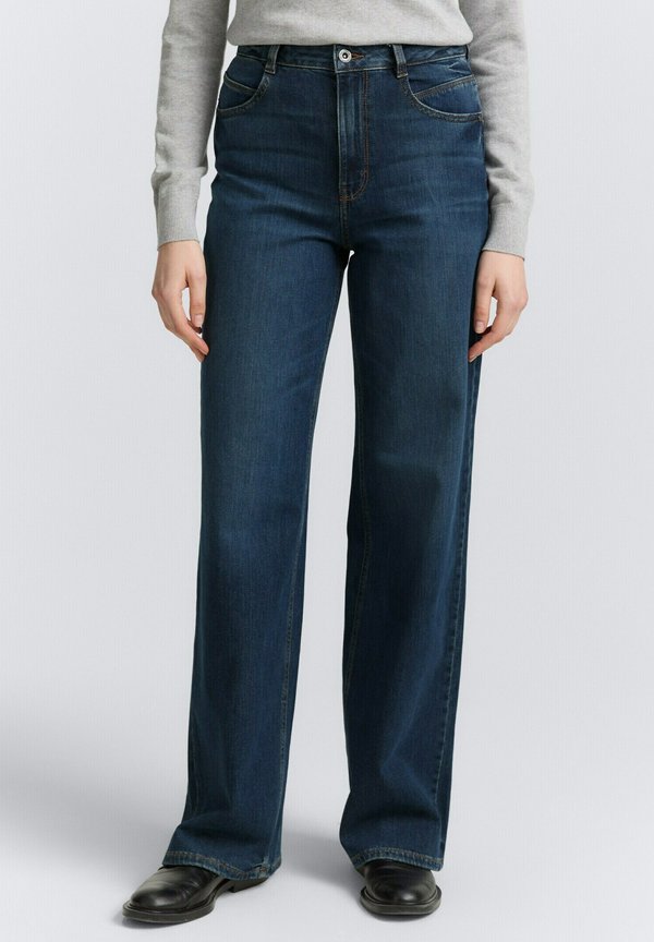 TOM TAILOR TTMADINA WIDE LEG FIT - Straight leg jeans - used mid stone blue denim