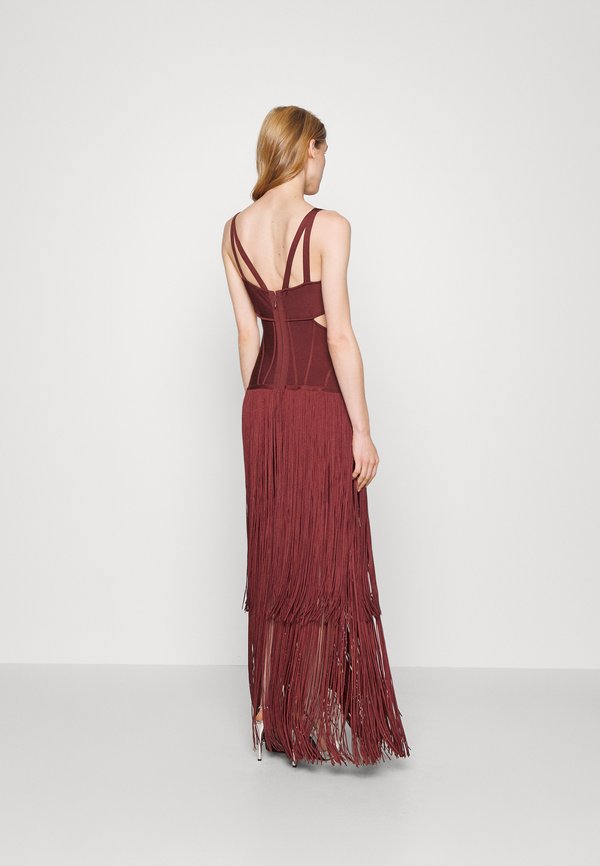 Hervé Léger STRAPPY FRINGE GOWN CUT OUT