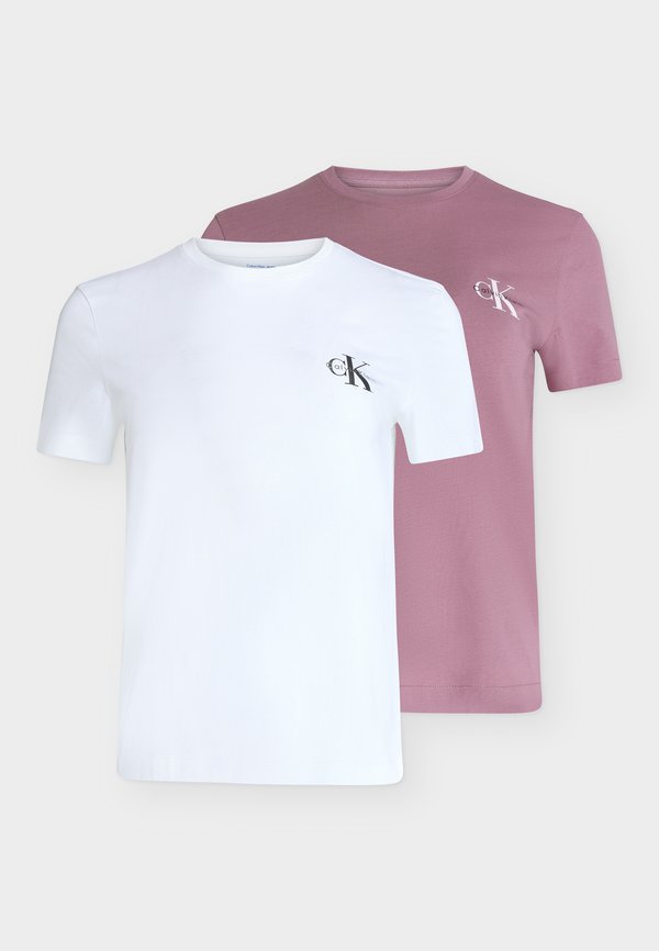 Calvin Klein Jeans MONOLOGO TEE 2 PACK - Basic T-shirt - bright white/ dusky orchid