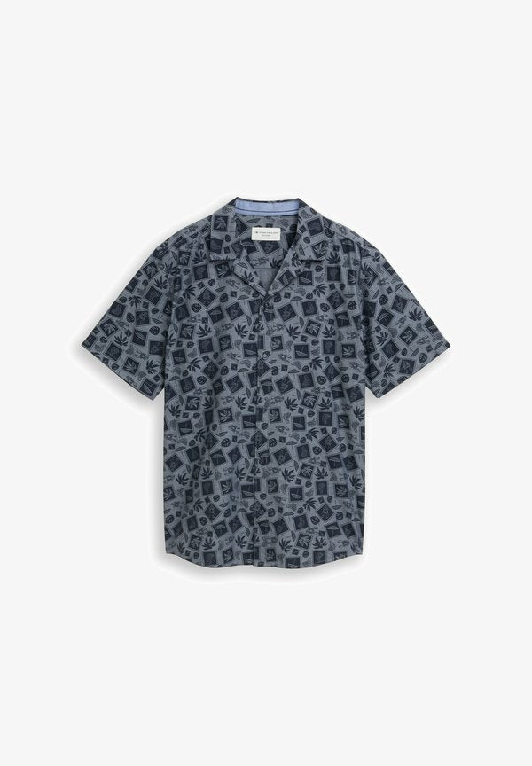 TOM TAILOR REGULAR FIT RESORT HEMD MIT MUSTER - Shirt - navy tonal design