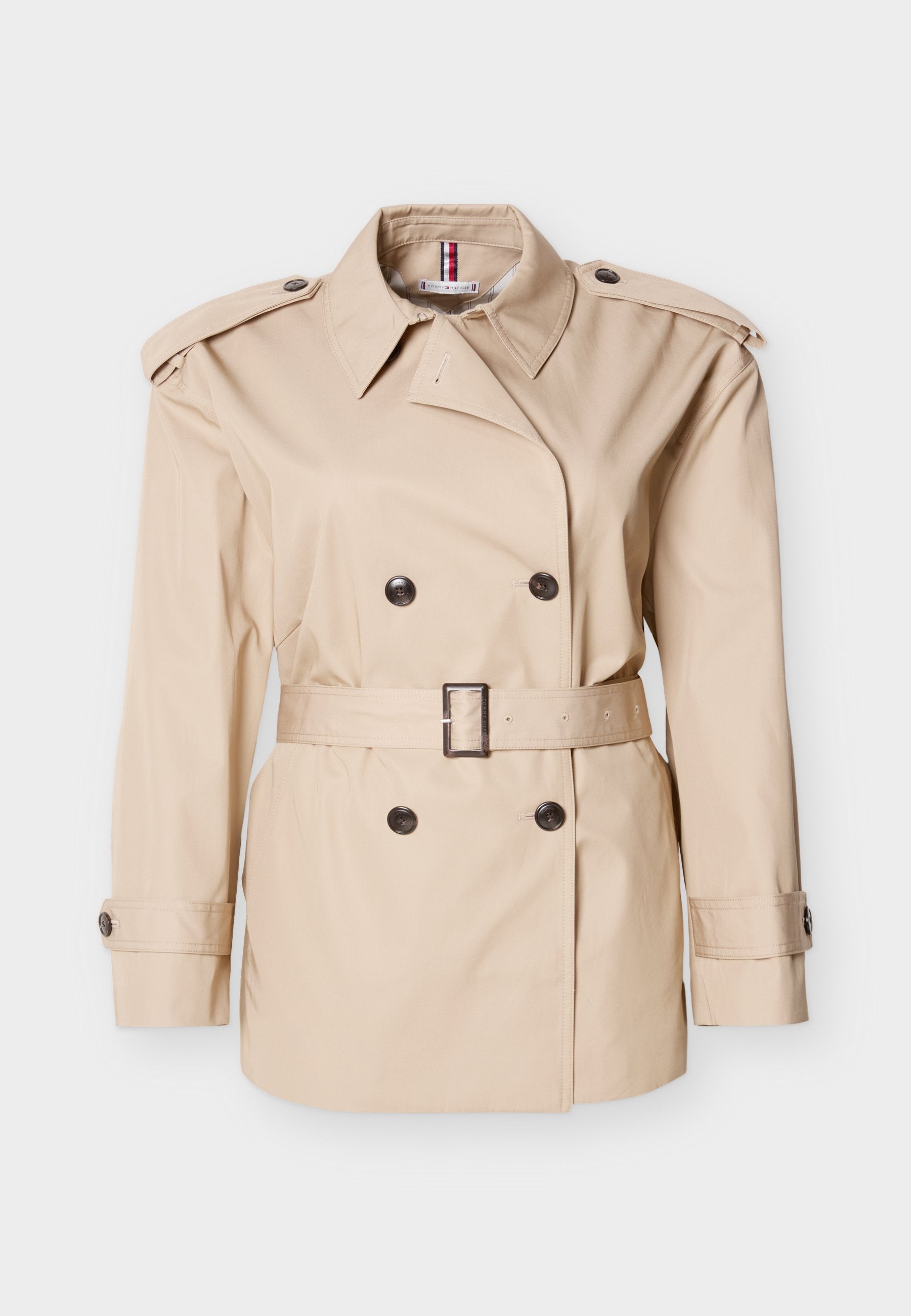 CURVE BELTED RELAXED SHORT TRENCH COAT Media 1