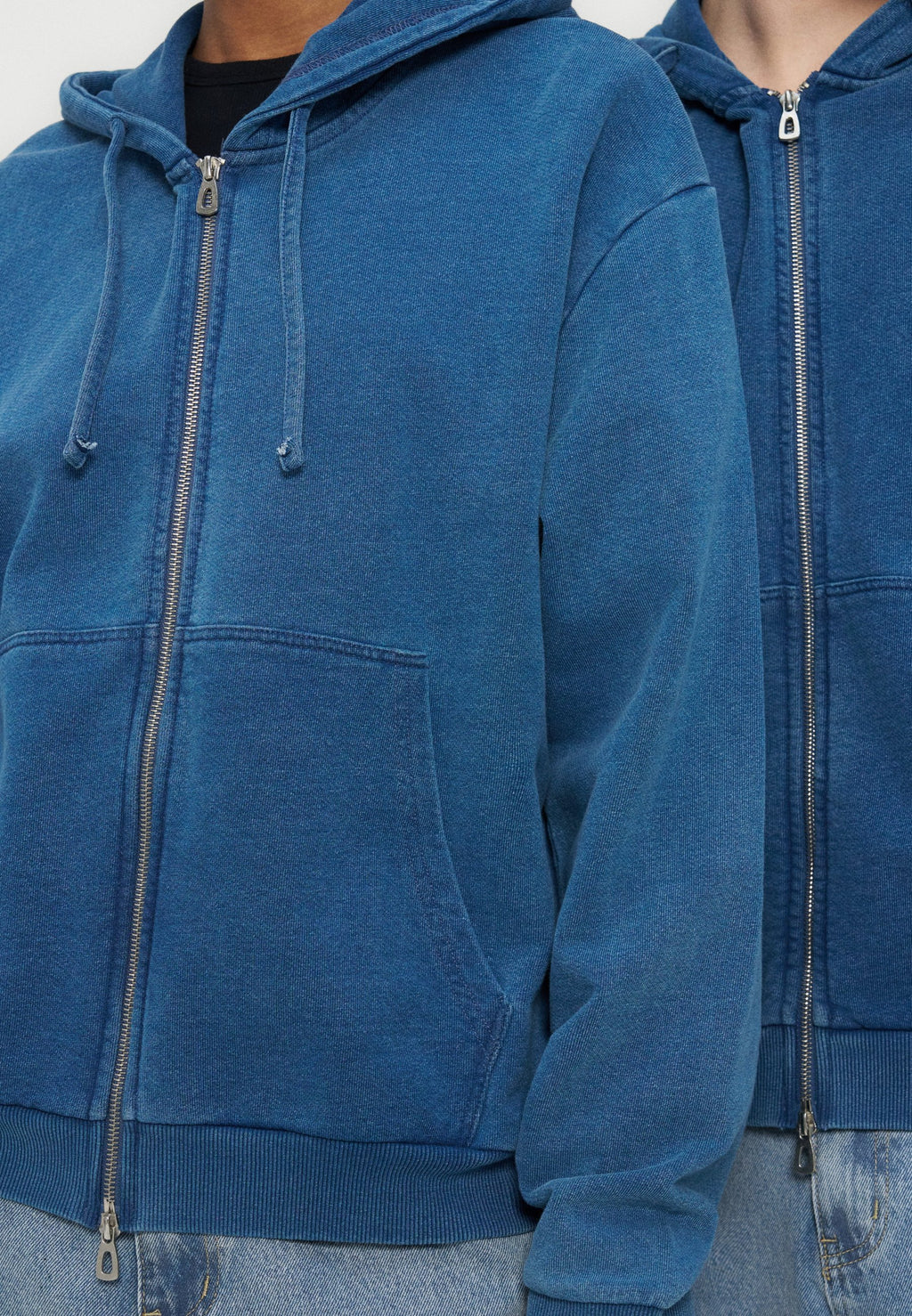 YOURTURN BOXY FIT DENIM LOOK ZIP-UP HOODIE