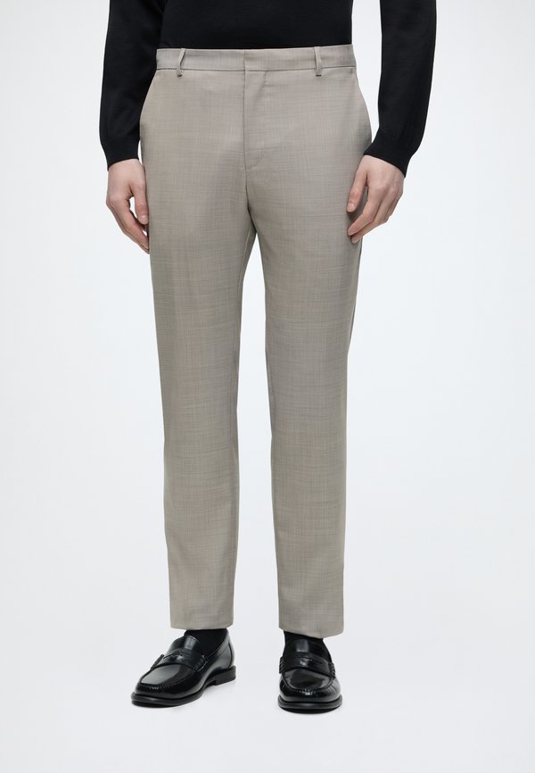 Calvin Klein MICRO BARLEYCORN SLIM - Trousers - roasted cashew