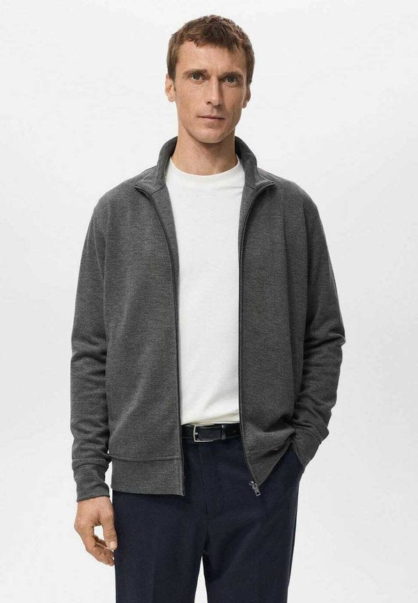 Mango Cardigan - mottled dark grey
